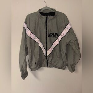 Gray Army Jacket with Reflective Stripes